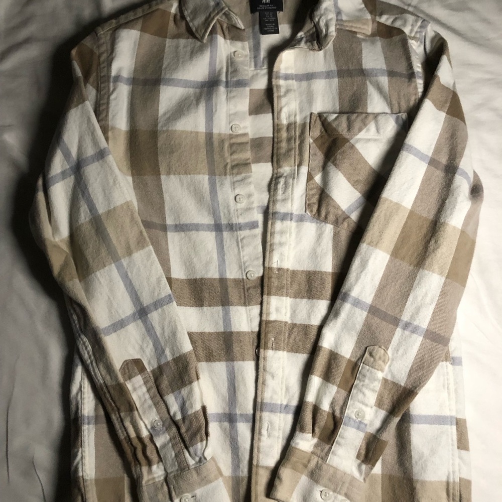 H&M Beige Plaid Twill Shirt